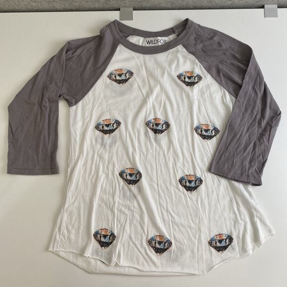 Wildfox Diamond Mid-Sleeve T-Shirt Size Small Lightweight Soft‎ Thin - Picture 1 of 9